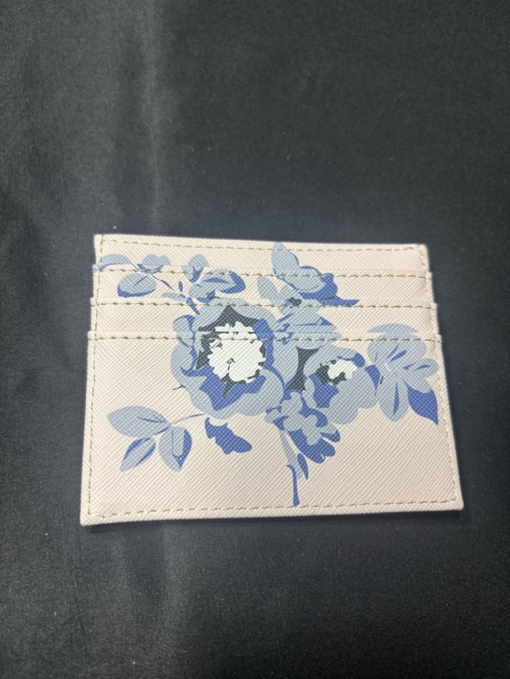 New Francesca's Pink Card Holder with Blue Floral Print